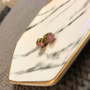 Pink diamond crown earrings